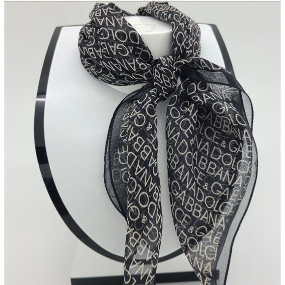 Dolce & Gabbana Signature Logo Silk Monogram Neck Hair Handbag Scarf - Picture 5 of 12